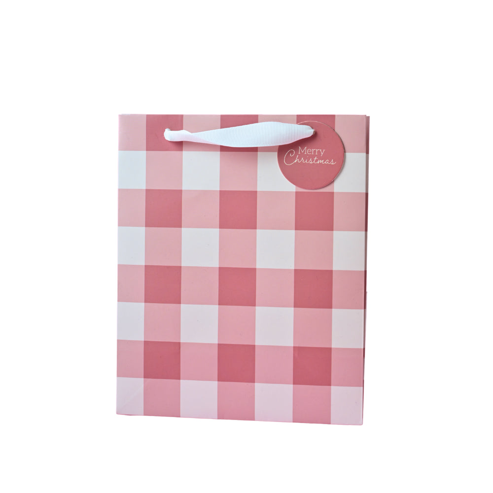 Chistmas Small Gift Bag - Berry Gingham